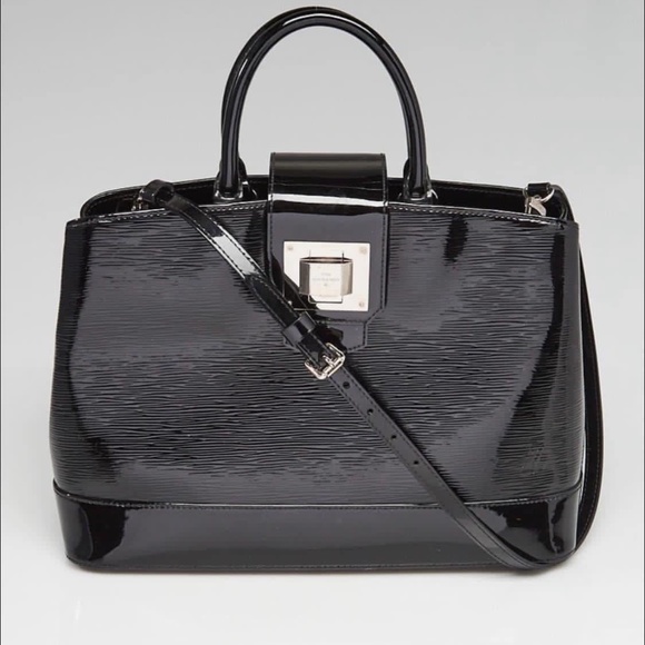 Authentic Louis Vuitton Handbag Mirabeau Black Electric Epi Patent LeatherBag - Picture 1 of 17